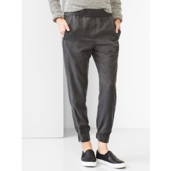 Gap Tencel Jogger Pants Ankle Zipper Elastic - Picture 2 of 6